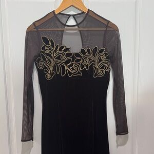 Scott McClintock Black Dress with Gold Embroidery